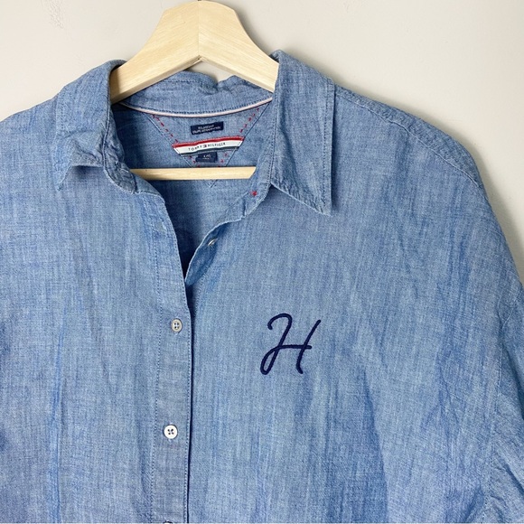 Tommy Hilfiger Floral Embroidered Denim Button Down Shirt - Picture 3 of 7